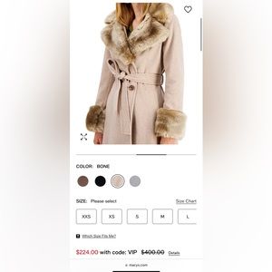 Via Spiga Women's Faux-Fur-Trim Belted Wrap Coat